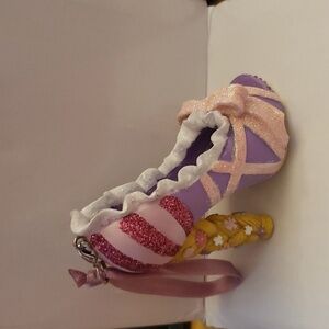 Disney Rapunzel High Heel Runway Figurine Shoe Ornament Pink & Purple Glitter